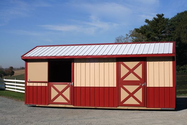 12' x 24' Metal Shed Row Horse Barn with 2 Stalls