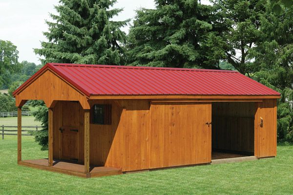 Shed Row Horse Barn  with a Porch and Tack Room
