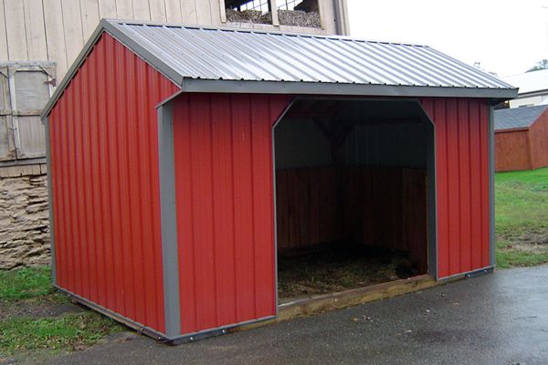 10x16 Horse Barn, Metal Run-in Shed with One Opening