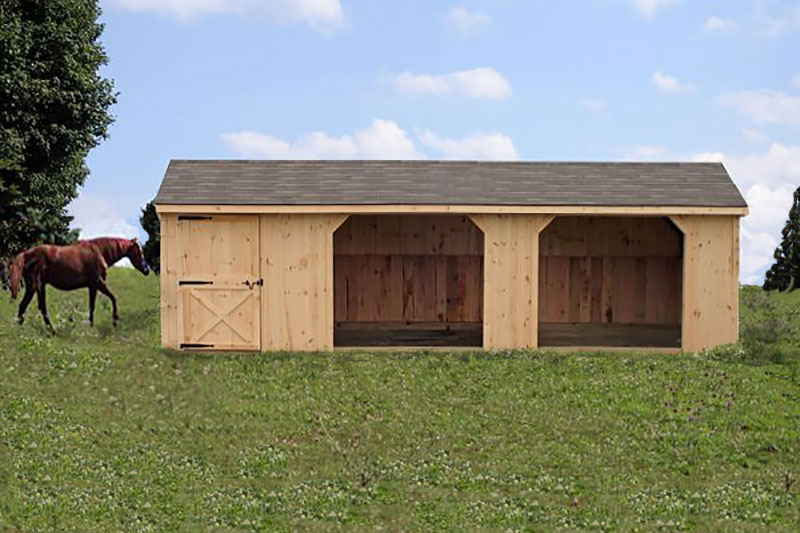 10x30 Wood  Horse Barn, Run-in Shed with 6' Tack Room