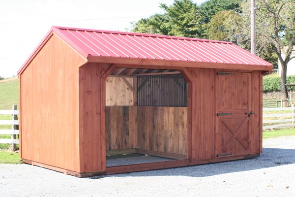 10x18 Wood Horse Barn,  Run-in Shed, 6' Tack 