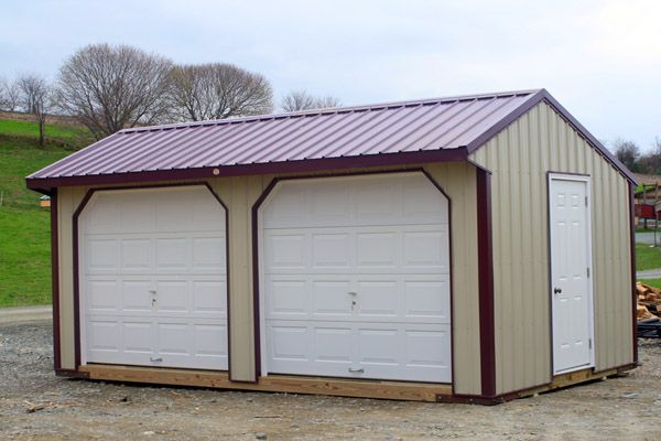 12x20 Metal Garage with Two Openings and One Entry Door