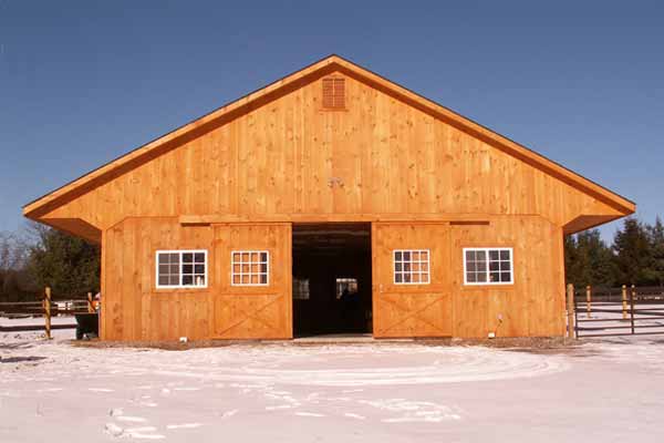 36x36 Modular Horse Barn, Loft and 6' Overhangs