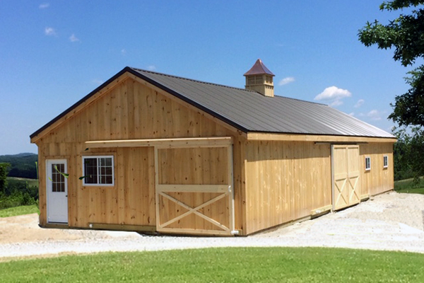 12x60 Shed Row Horse Barn, Side View and Back