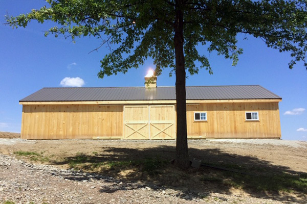 12x60 Shed Row Horse Barn, Back View
