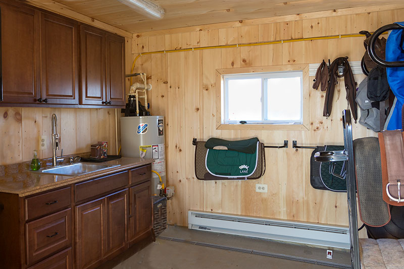 Shed Row Horse Barn Tack Room, Insulated and Lined
