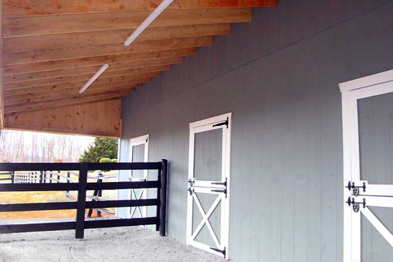 Under the 10' Overhang on 36 x 36 Horse Barn